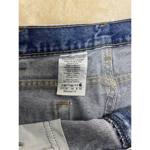 Carhartt Relaxed Fit Jeans Men’s 36x32 Blue Denim Workwear Made in Mexico - Picture 4 of 4